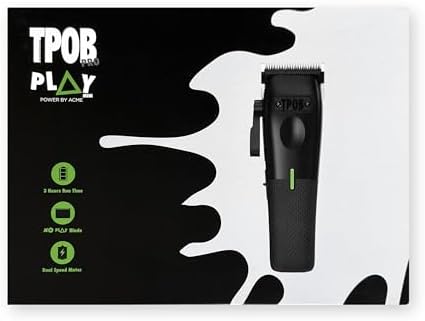 Back view of the TPOB Mini Play clipper displaying the sleek black finish and dual speed motor switch.