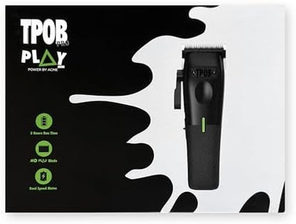 Back view of the TPOB Mini Play clipper displaying the sleek black finish and dual speed motor switch.