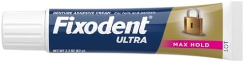 Fixodent strongest hold cream applied as thin strip on clean dry denture surface