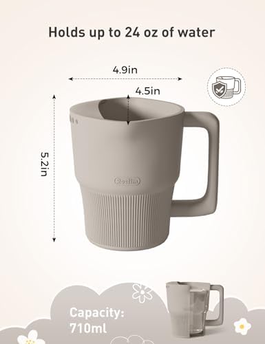 Close-up of the easy-grip handle and ribbed design on the Roslim infant shampoo mug.