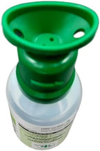 Emergency eye irrigation bottle for dust and debris removal with sterile saline solution.