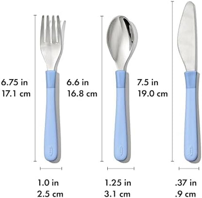 Oxo Tot Big Kid utensils stainless steel heads detail