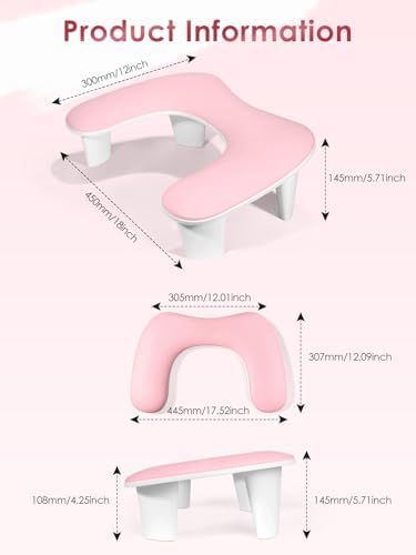 Arm Rest for Nails Tech - U-shaped Manicure Nail Hand Rest Pillow Cushion, Big Microfiber Leather Nail Arm Rest Stand for Acrylic Nail Art Tech (Pink) - Image 6