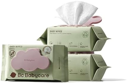 Bc Babycare Cloud Moist Baby Wipes, Thick & XL, 99% Water, Ultra-Hydrating, Unscented, Hypoallergenic for Sensitive Skin, Biodegradable, 3 Flip-Top, 240 Count - Image 2