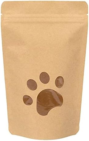 ClearBags Kraft stand up zipper pouch with paw print window front view