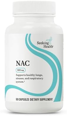 Seeking Health N-Acetyl-L-Cysteine supplement bottle for glutathione support.