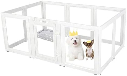 EVERFRONT Clear Acrylic Dog Playpen - Clear Dog Play Pen - Easy Assemble Acrylic Dog Playpen - Puppy Playpen, Cat Playpen, Small Animal Playpen, Dog Play Pen Indoors - Image 2