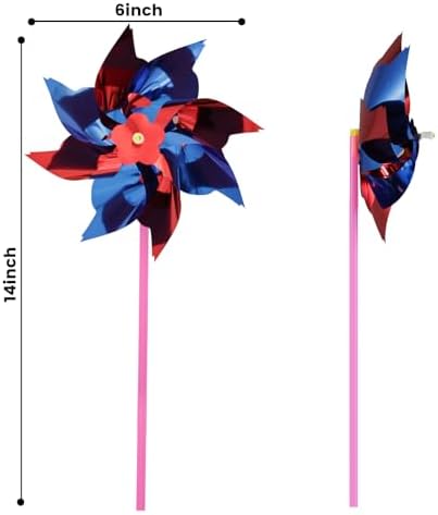 Top view of 100 piece rainbow pinwheel set components