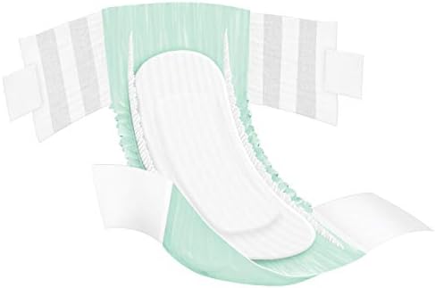 Medline FitRight heavy absorbency disposable adult diaper with tabs unfolded to show the interior core.
