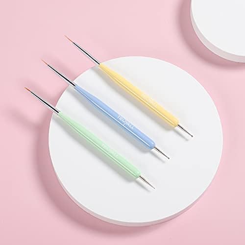 TEOYALL pastel wooden handle nail art pens with alloy ferrules