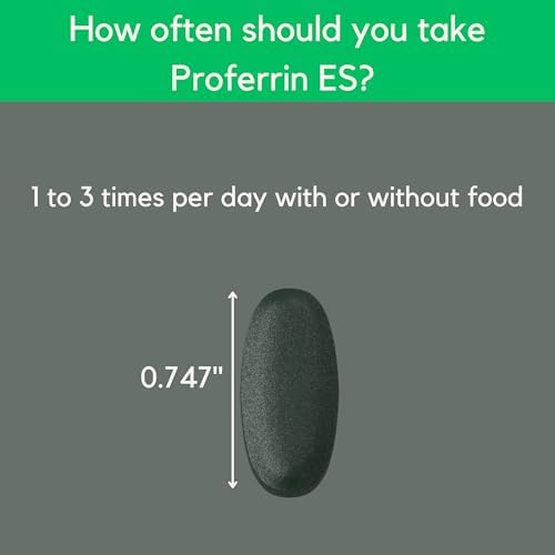 Proferrin ES gluten free iron supplement packaging detailing stomach friendly features