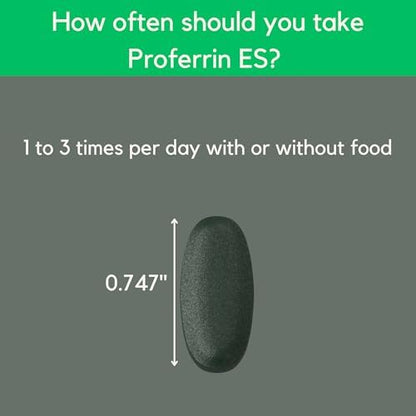 Proferrin ES gluten free iron supplement packaging detailing stomach friendly features