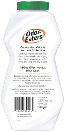Dr. Scholl's 6.25 Ounce foot powder bottle showing SweatMax technology label.