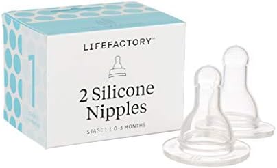 Lifefactory slow flow newborn silicone nipples for glass bottles