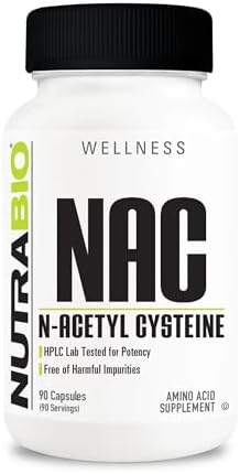 NutraBio NAC 90 vegetarian capsules supplement facts label nutritional information