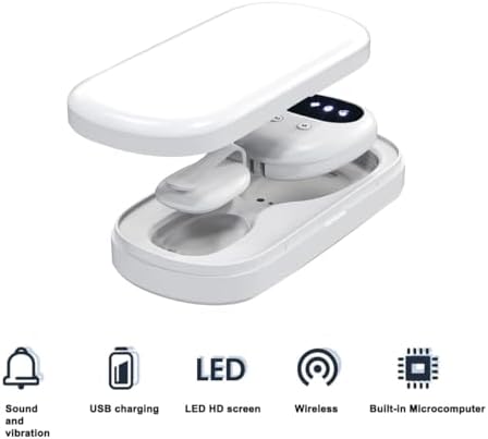 The portable receiver unit of the TEQIN enuresis monitor highlighting the activation buttons for sound and vibration settings.