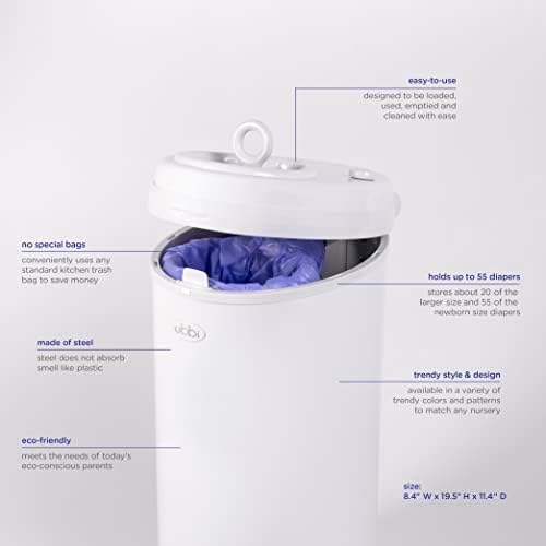 Ubbi diaper pail childproof lock mechanism close up