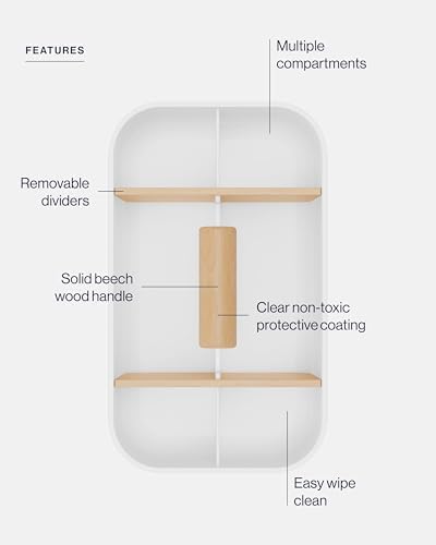Lalo coconut white caddy with beech wood handle
