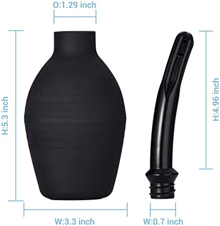 TopQuaFocus black anal douche bulb with detachable 4.8 inch soft tip.