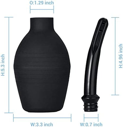TopQuaFocus black anal douche bulb with detachable 4.8 inch soft tip.