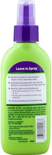 Back label of Lice Shield 5 Ounce bottle with usage instructions and ingredients.