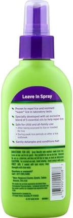 Back label of Lice Shield 5 Ounce bottle with usage instructions and ingredients.