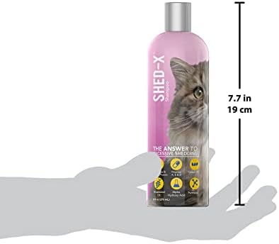 Complete packaging view of SynergyLabs Shed-X Shed Control Shampoo for cats