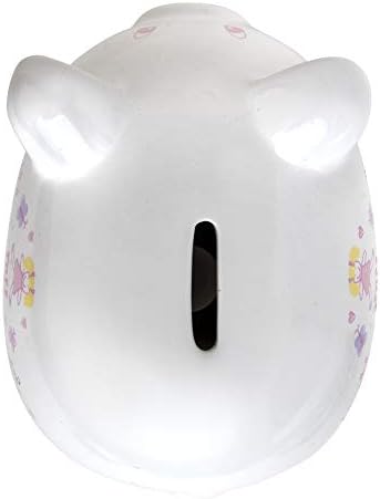 Baby Essentials My First Piggy Bank showcasing the secure removable rubber stopper on the bottom base.