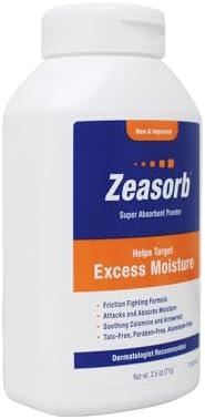 Talc-free Zeasorb powder for treating jock itch and athlete's foot.