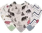 Reversible patterns of Nuby muslin bandana bibs for babies
