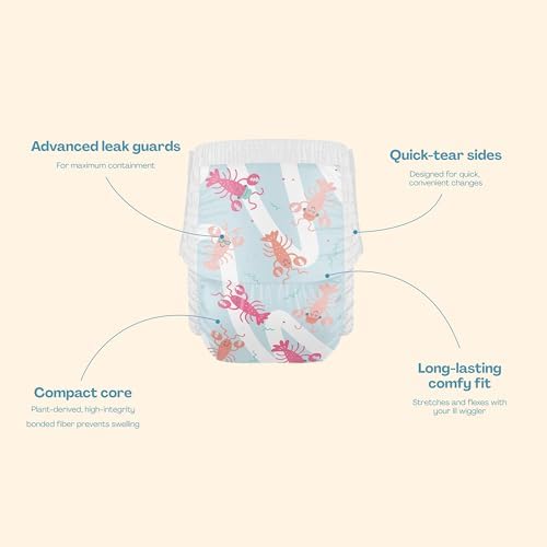 Side profile of Hello Bello baby swim dipe packaging showing sizing instructions