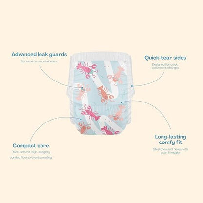 Side profile of Hello Bello baby swim dipe packaging showing sizing instructions