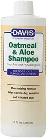 Hypoallergenic oatmeal and aloe pet shampoo for itchy skin relief