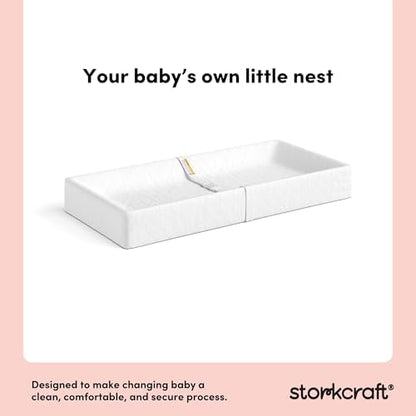 Close up of Storkcraft Nest changing pad safety belt