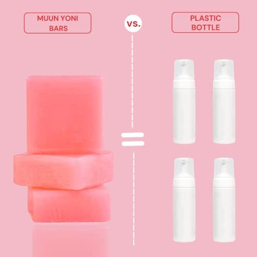 Triple pack of pink Muun yoni soap bars for daily moisturizing care.