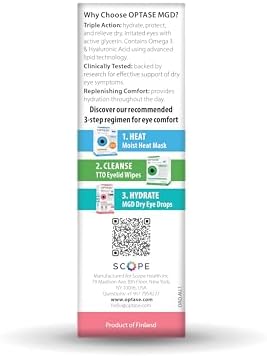Optase MGD Advanced optically clear artificial tears for blurred vision relief.