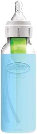 Close up of the non-slip texture on Dr. Brown's glass bottle sleeve