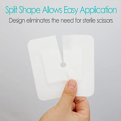 Adhesive border gauze bandage application on a medical transfer set