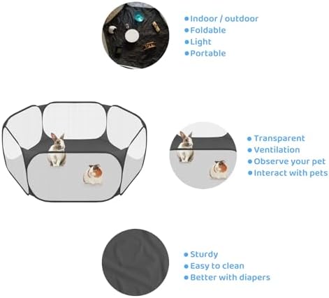 Amakunft Small Animal Playpen, Pop-Up Portable Play Yard for Guinea Pigs, Rabbits, Hamsters, Hedgehogs, Foldable Exercise Fence with Breathable Mesh for Indoor Outdoor Use - Image 3