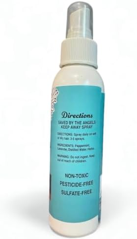 Natural botanical ingredients list on the back of the lice treatment bottle.