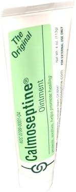 Calmoseptine four ounce ointment tubes showing zinc oxide and calamine ingredients