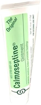 Calmoseptine four ounce ointment tubes showing zinc oxide and calamine ingredients