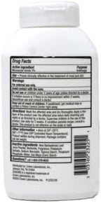 Zeasorb 2.5 Ounce shaker bottle showing active ingredients and jock itch treatment directions