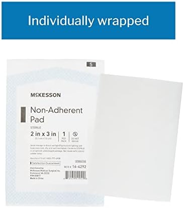 McKesson absorbent first aid dressings layout demonstrating individual easy to peel packaging