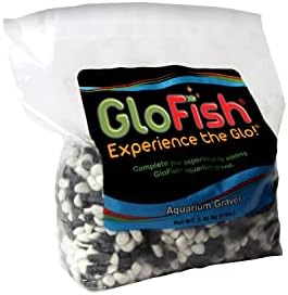 Glofish black and white gravel inside a home aquarium setup