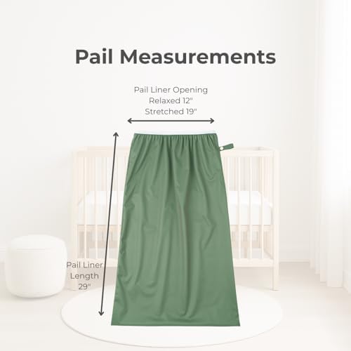 Nora's Nursery waterproof pail liner showing elastic top detail