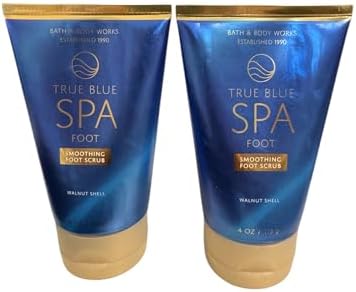 Two count package of Bath and Body Works True Blue Spa Toe The Line foot exfoliant tubes.