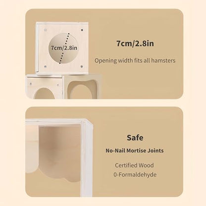 Marchul Magnetic Hamster Hideout Wooden House Chamber for Small Animals Pets Tunnel Exploring Toys for Dwarf Hamsters, Syrian, Gerbils, Hedgehogs, Rats, Mice (Living Room) - Image 7