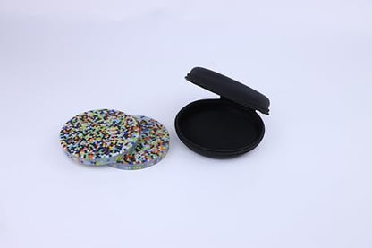 RadBizz skin picking relief toy alongside its black protective round carrying case