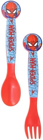 Side profile of lightweight Spiderman spoon and fork for children
